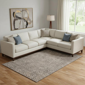 HomeRoots 10' X 14' Geometric Coffee and Beige Washable Area Rug with UV Protection for High-Traffic Spaces 691878