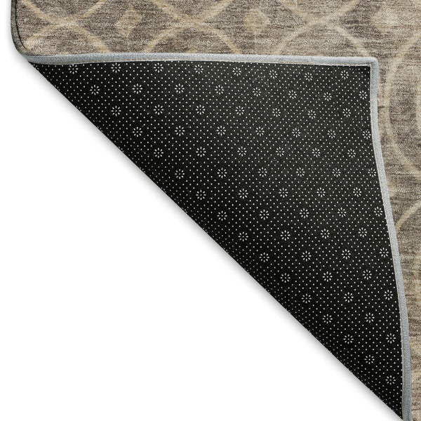 HomeRoots 10' X 14' Geometric Coffee and Beige Washable Area Rug with UV Protection for High-Traffic Spaces 691878
