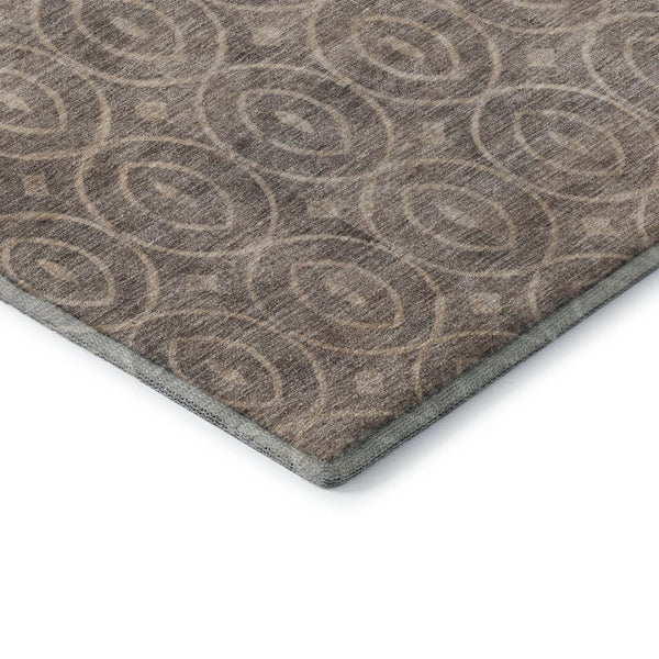 HomeRoots 10' X 14' Geometric Coffee and Beige Washable Area Rug with UV Protection for High-Traffic Spaces 691878