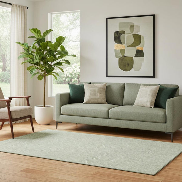 HomeRoots 5' X 8' Mint Green & Ivory Geometric Area Rug - Washable, UV Protected, Durable, Stylish & Safe 691880