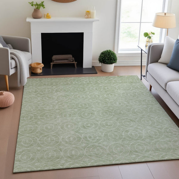 HomeRoots 5' X 8' Mint Green & Ivory Geometric Area Rug - Washable, UV Protected, Durable, Stylish & Safe 691880