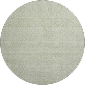 HomeRoots 8' X 8' Mint Green & Ivory Geometric Round Rug – Durable, UV-Protected, Washable & Stylish Accent Piece 691881