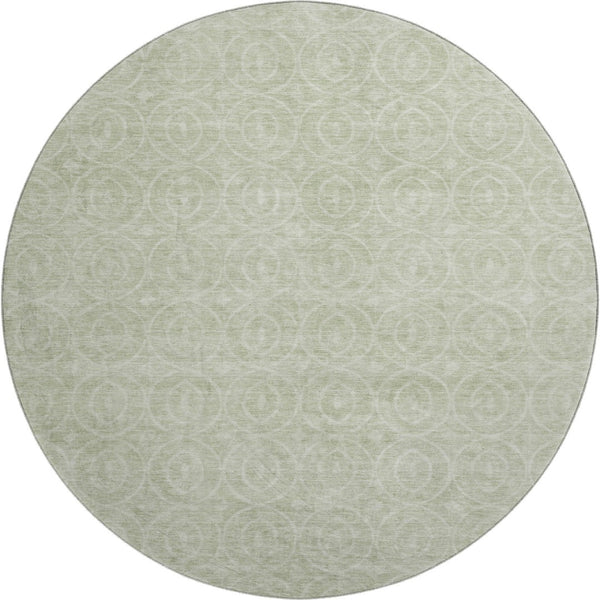 HomeRoots 8' X 8' Mint Green & Ivory Geometric Round Rug – Durable, UV-Protected, Washable & Stylish Accent Piece 691881