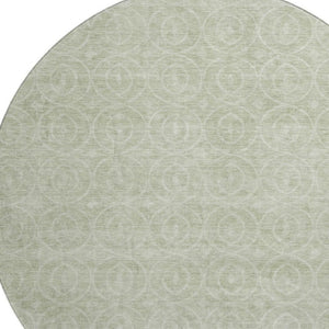 HomeRoots 8' X 8' Mint Green & Ivory Geometric Round Rug – Durable, UV-Protected, Washable & Stylish Accent Piece 691881