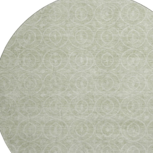 HomeRoots 8' X 8' Mint Green & Ivory Geometric Round Rug – Durable, UV-Protected, Washable & Stylish Accent Piece 691881