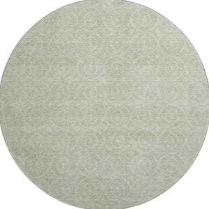 HomeRoots 8' X 8' Mint Green & Ivory Geometric Round Rug – Durable, UV-Protected, Washable & Stylish Accent Piece 691881