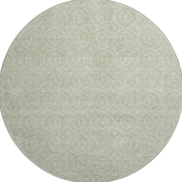 HomeRoots 8' X 8' Mint Green & Ivory Geometric Round Rug – Durable, UV-Protected, Washable & Stylish Accent Piece 691881