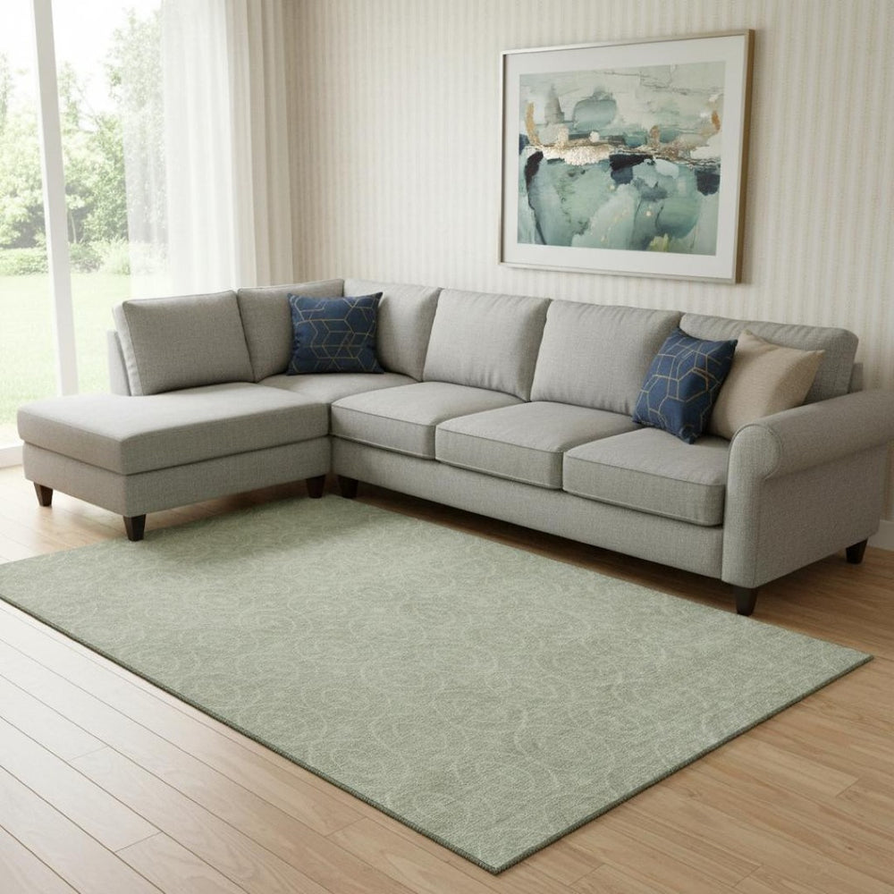 HomeRoots 8' Stylish Mint Green and Ivory Geometric Area Rug - Washable, UV Protected, Perfect for High Traffic Areas! 691882
