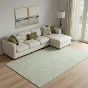 HomeRoots 9' X 12' Stylish Mint Green & Ivory Geometric Area Rug - Washable, UV Protected for Modern Spaces 691883