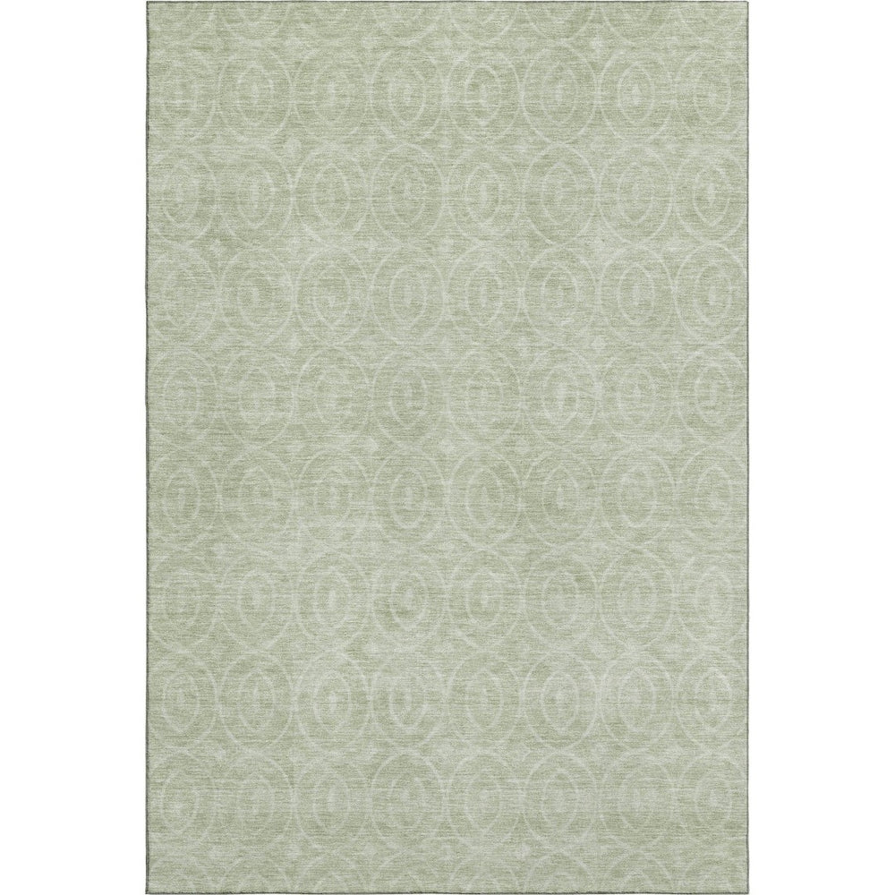 HomeRoots 9' X 12' Stylish Mint Green & Ivory Geometric Area Rug - Washable, UV Protected for Modern Spaces 691883