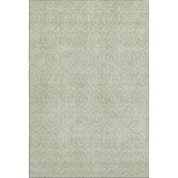 HomeRoots 9' X 12' Stylish Mint Green & Ivory Geometric Area Rug - Washable, UV Protected for Modern Spaces 691883