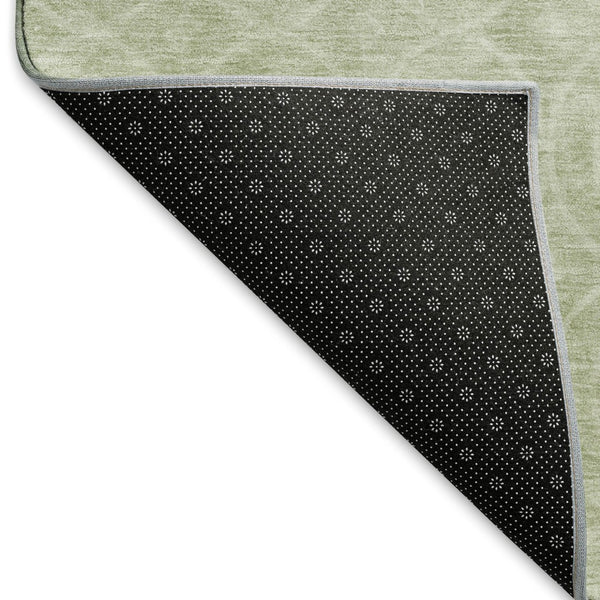 HomeRoots 9' X 12' Stylish Mint Green & Ivory Geometric Area Rug - Washable, UV Protected for Modern Spaces 691883