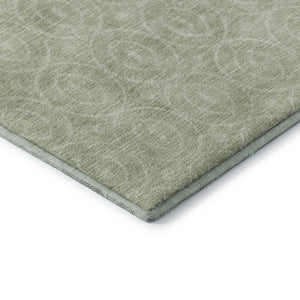 HomeRoots 9' X 12' Stylish Mint Green & Ivory Geometric Area Rug - Washable, UV Protected for Modern Spaces 691883