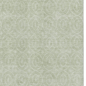 HomeRoots 9' X 12' Stylish Mint Green & Ivory Geometric Area Rug - Washable, UV Protected for Modern Spaces 691883