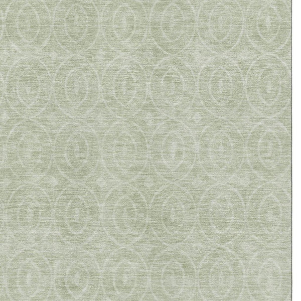 HomeRoots 9' X 12' Stylish Mint Green & Ivory Geometric Area Rug - Washable, UV Protected for Modern Spaces 691883