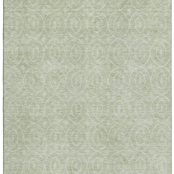 HomeRoots 9' X 12' Stylish Mint Green & Ivory Geometric Area Rug - Washable, UV Protected for Modern Spaces 691883