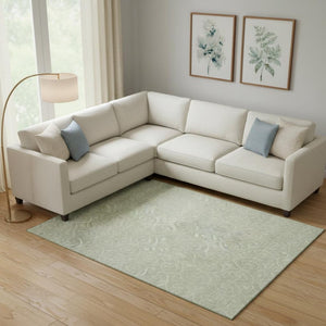 HomeRoots 10' X 14' Mint Green & Ivory Geometric Area Rug - Washable, UV-Protected, Durable for Busy Homes! 691884
