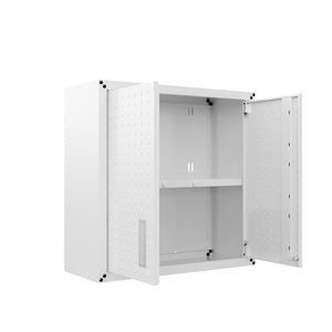 English Elm Floating Wall Mounted Garage Cabinet with Locking Doors and Diamond Texture Exterior White B365P398220