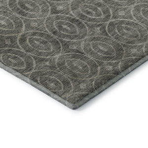 HomeRoots 5' X 8' Geometric Pewter and Gray Area Rug - Washable, UV Protected, Durable for High-Traffic Areas 691886