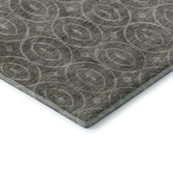 HomeRoots 5' X 8' Geometric Pewter and Gray Area Rug - Washable, UV Protected, Durable for High-Traffic Areas 691886