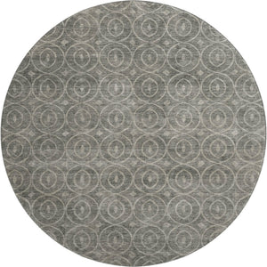 HomeRoots 8' X 8' Modern Pewter and Gray Geometric Washable Round Rug – Durable, Stylish, UV Protected Design 691887