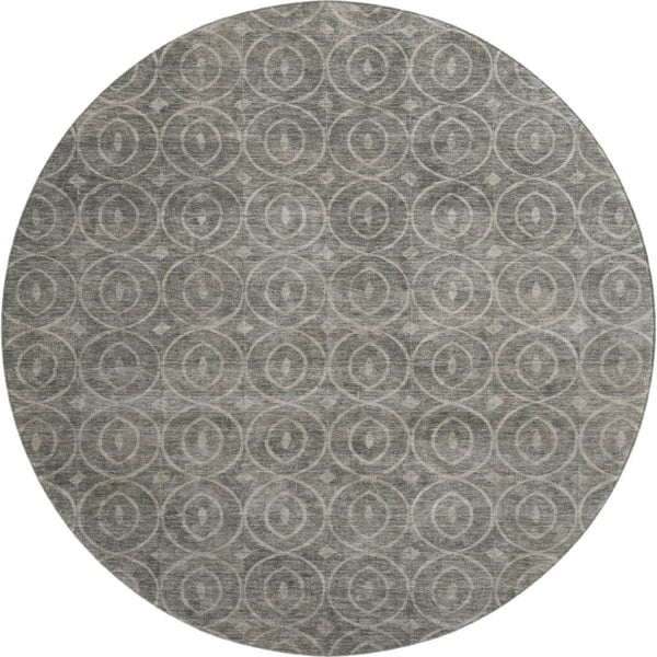 HomeRoots 8' X 8' Modern Pewter and Gray Geometric Washable Round Rug – Durable, Stylish, UV Protected Design 691887