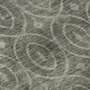 HomeRoots 8' X 8' Modern Pewter and Gray Geometric Washable Round Rug – Durable, Stylish, UV Protected Design 691887