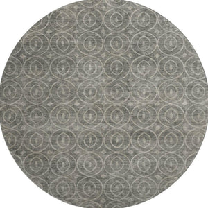 HomeRoots 8' X 8' Modern Pewter and Gray Geometric Washable Round Rug – Durable, Stylish, UV Protected Design 691887