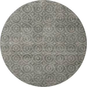HomeRoots 8' X 8' Modern Pewter and Gray Geometric Washable Round Rug – Durable, Stylish, UV Protected Design 691887