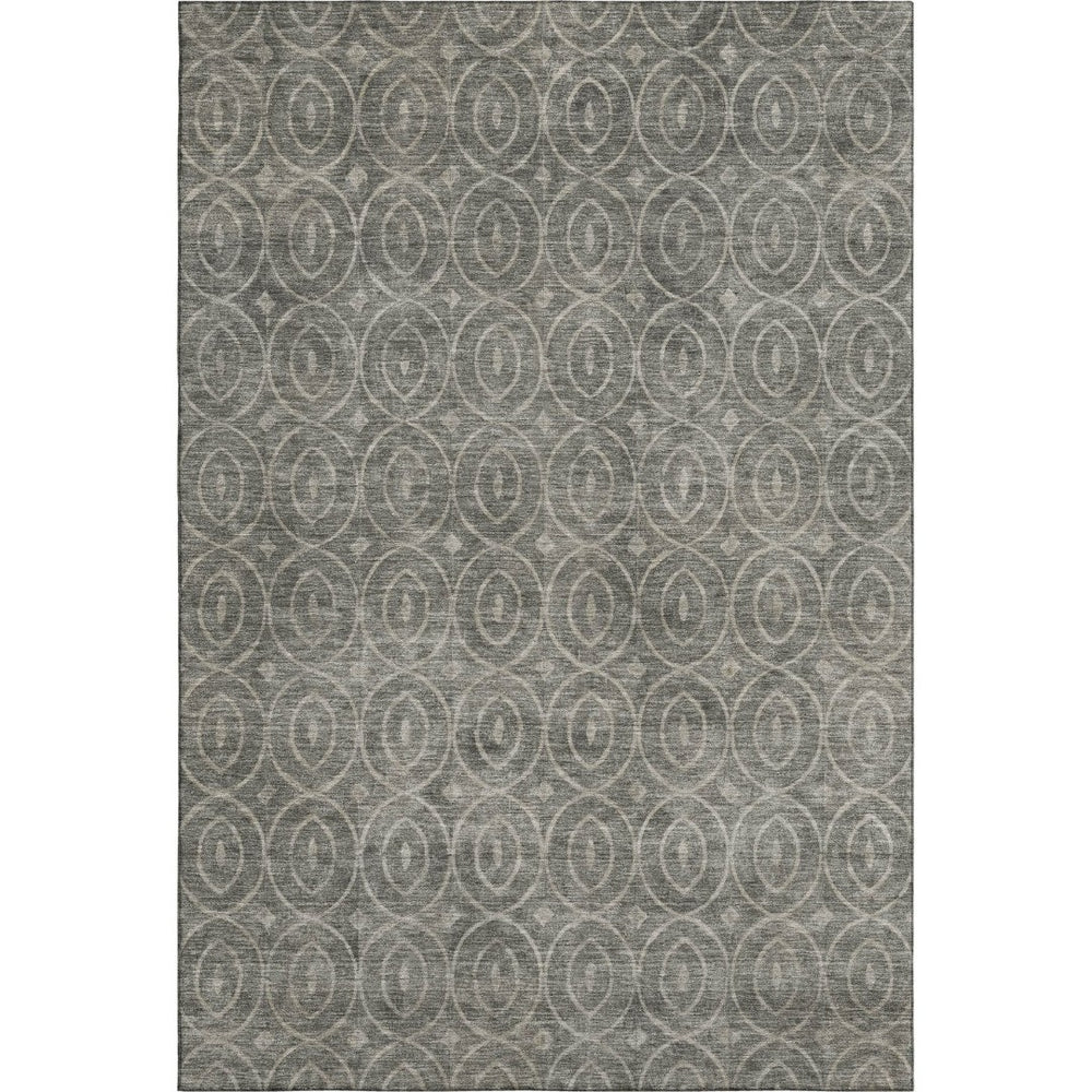 HomeRoots 8' Pewter and Gray Geometric Area Rug - Durable, Stain-Resistant with UV Protection for High Traffic Spaces 691888
