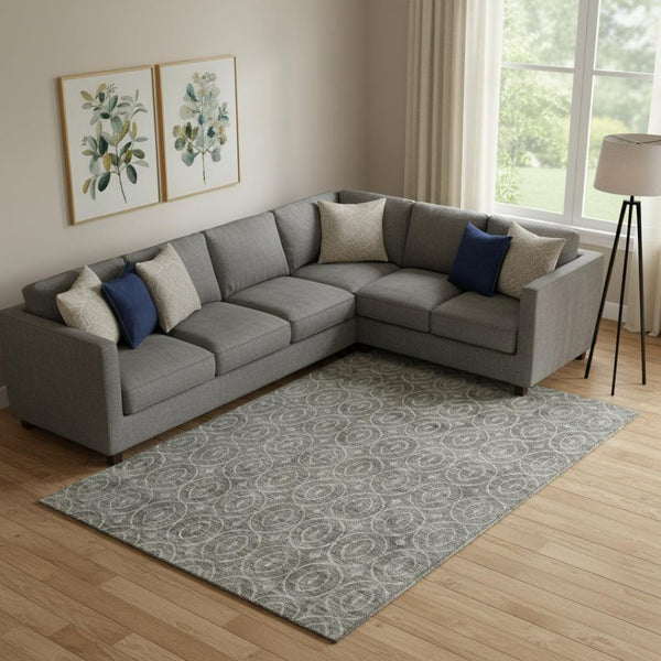 HomeRoots 9' X 12' Modern Pewter & Gray Geometric Washable Area Rug with UV Protection for Busy Homes 691889