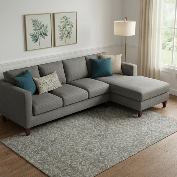 HomeRoots 10' X 14' Modern Pewter & Gray Geometric Area Rug - Washable, Stain Resistant, UV Protected Design 691890