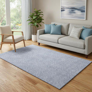 HomeRoots 5' Sky Blue and Ivory Geometric Area Rug - Washable, Stain Resistant, UV Protected for Modern Spaces 691892