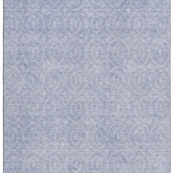 HomeRoots 5' Sky Blue and Ivory Geometric Area Rug - Washable, Stain Resistant, UV Protected for Modern Spaces 691892