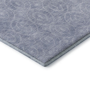 HomeRoots 8' X 8' Sky Blue and Ivory Geometric Round Rug - Washable, Stain Resistant, UV Protected for Homes 691893