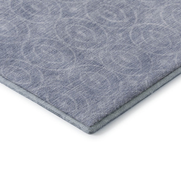 HomeRoots 8' X 8' Sky Blue and Ivory Geometric Round Rug - Washable, Stain Resistant, UV Protected for Homes 691893