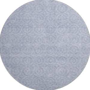 HomeRoots 8' X 8' Sky Blue and Ivory Geometric Round Rug - Washable, Stain Resistant, UV Protected for Homes 691893