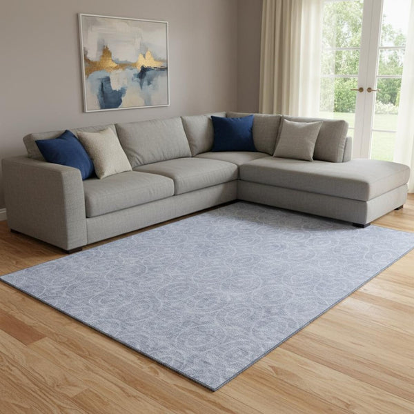 HomeRoots 8' Sky Blue Geometric Area Rug - Washable, UV-Protected, Durable Design for Modern Living Spaces 691894