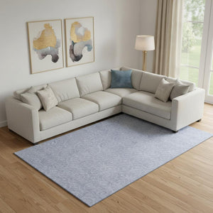 HomeRoots 9' X 12' Sky Blue & Ivory Geometric Washable Area Rug with UV Protection – Ideal for Kids & Pets! 691895