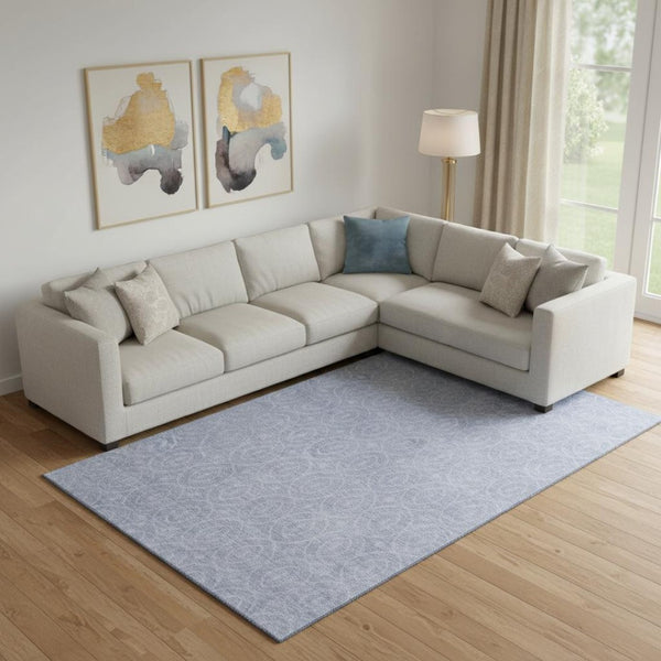 HomeRoots 9' X 12' Sky Blue & Ivory Geometric Washable Area Rug with UV Protection – Ideal for Kids & Pets! 691895