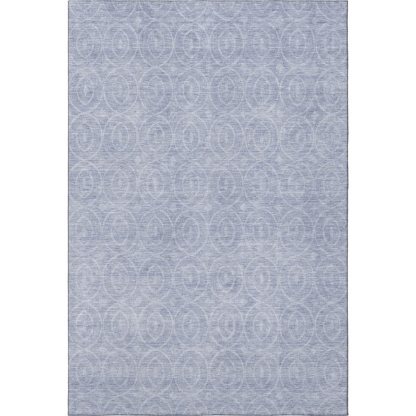 HomeRoots 9' X 12' Sky Blue & Ivory Geometric Washable Area Rug with UV Protection – Ideal for Kids & Pets! 691895