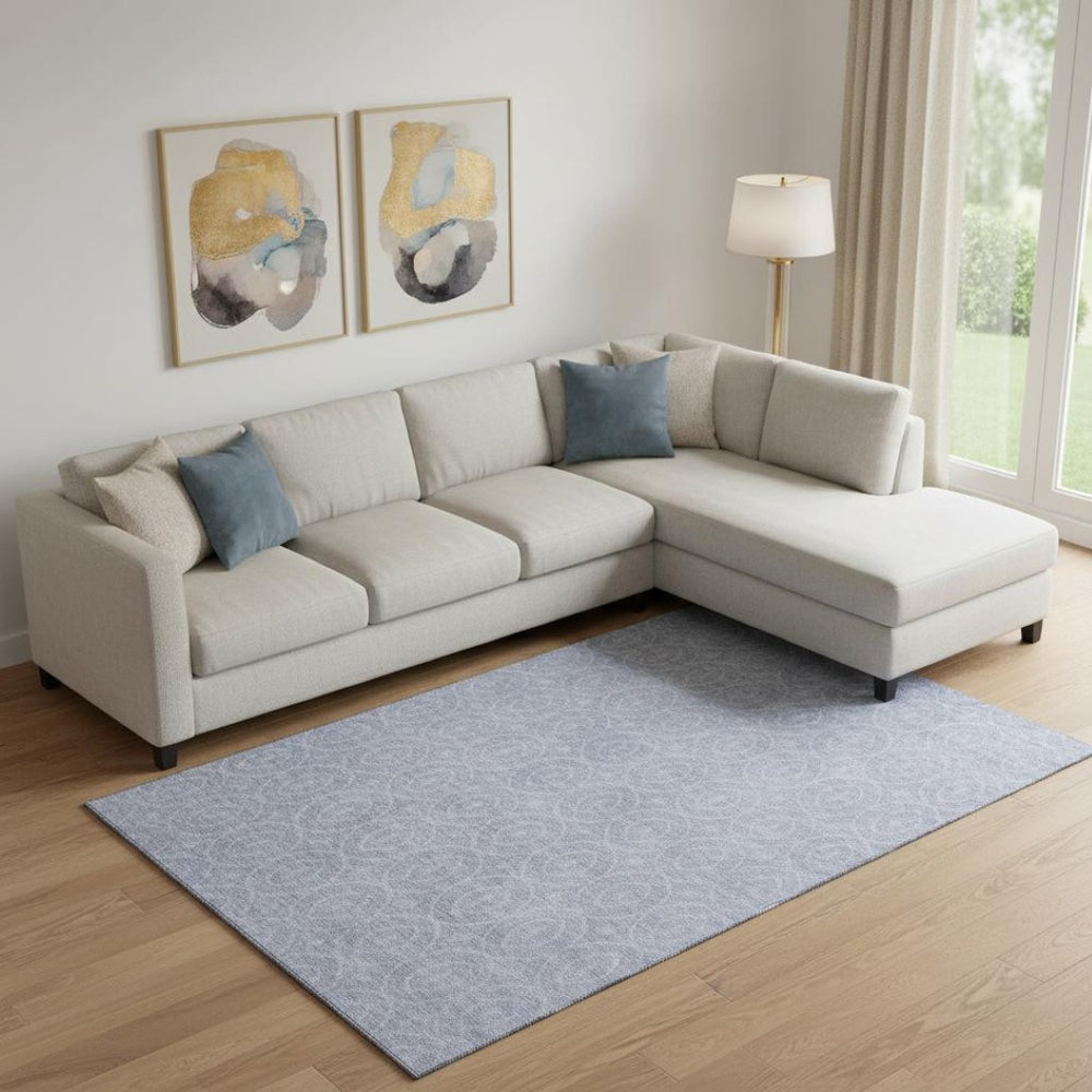 HomeRoots 10' X 14' Sky Blue Geometric Area Rug – Soft, Durable, UV-Protected & Easy-Clean for Modern Spaces 691896