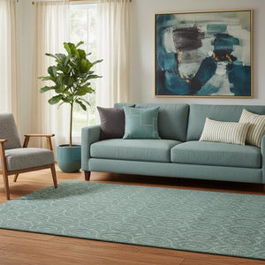 HomeRoots 5' X 8' Teal and Aqua Geometric Area Rug - Stylish, Washable, UV-Protected, Ideal for High-Traffic Spaces 691898