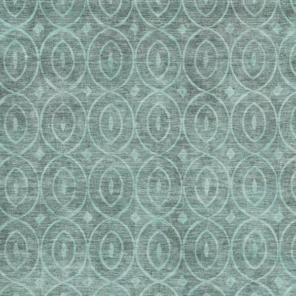 HomeRoots 5' X 8' Teal and Aqua Geometric Area Rug - Stylish, Washable, UV-Protected, Ideal for High-Traffic Spaces 691898