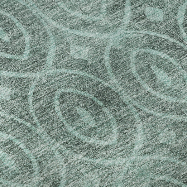 HomeRoots 8' X 8' Teal & Aqua Geometric Round Rug - Washable, UV-Protected, Soft & Durable for Any Space 691899