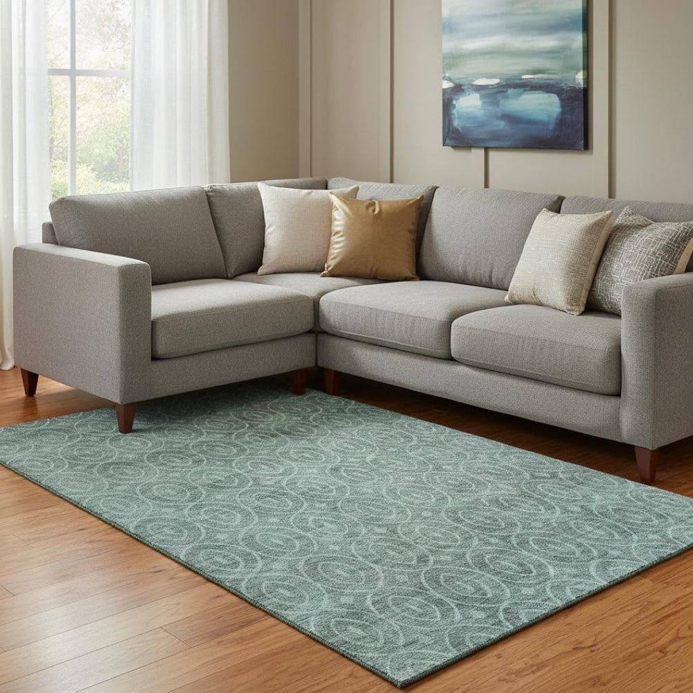 HomeRoots 8' Teal And Aqua Geometric Area Rug - Washable, Stain-Resistant, UV-Protected for High-Traffic Spaces 691900