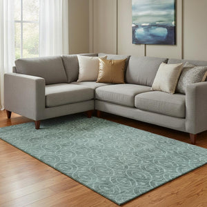 HomeRoots 8' Teal And Aqua Geometric Area Rug - Washable, Stain-Resistant, UV-Protected for High-Traffic Spaces 691900