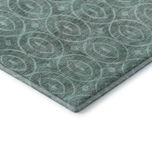 HomeRoots 9' X 12' Teal and Aqua Geometric Washable Area Rug - Durable, UV Resistant, Perfect for Family Homes! 691901