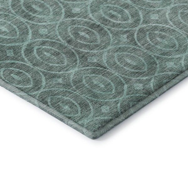 HomeRoots 9' X 12' Teal and Aqua Geometric Washable Area Rug - Durable, UV Resistant, Perfect for Family Homes! 691901