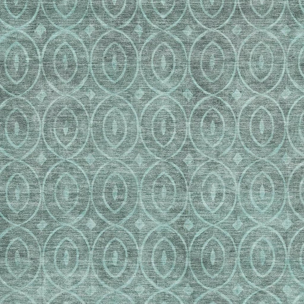 HomeRoots 9' X 12' Teal and Aqua Geometric Washable Area Rug - Durable, UV Resistant, Perfect for Family Homes! 691901